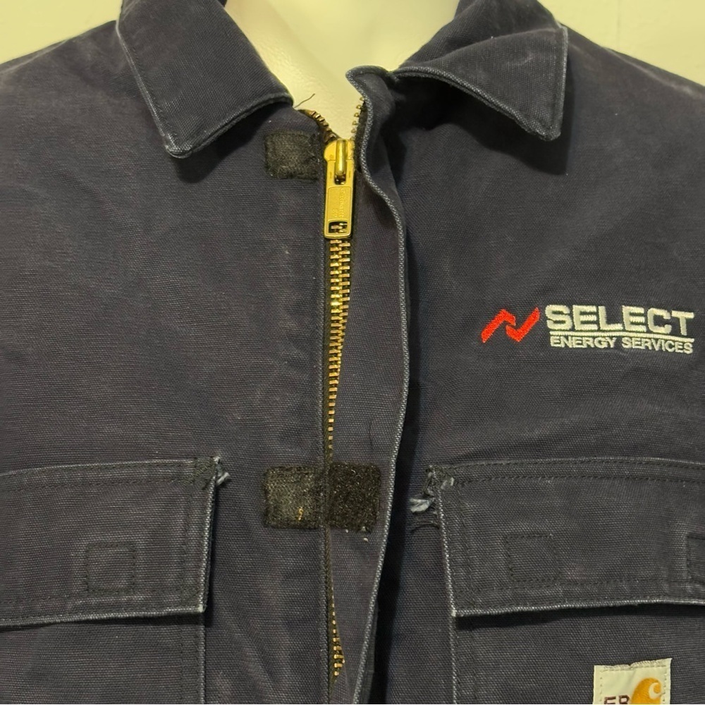 Vintage Carhartt FR Corporate Logo Padded Coat Dark Blue Size 2XL - Picture 6 of 12